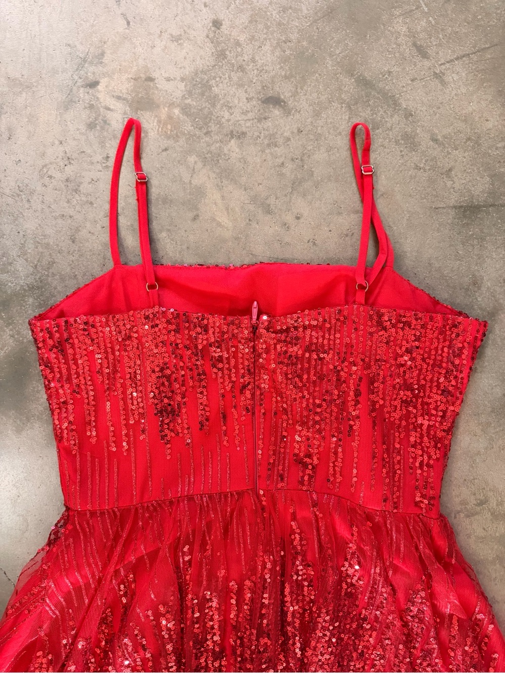 Soieblu Red Sequin Fit & Flare Mini Party Dress Sleeveless Size Medium - Picture 4 of 12
